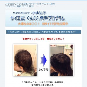 ハゲのカリスマ　小林弘子のサイエ式ぐんぐん発毛プログラム　詳細と口コミ調べ